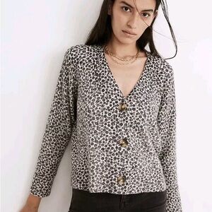 Madewell Vintage Ditsy Cameron Ribbed Cardigan Sweater in Coziest Yarn